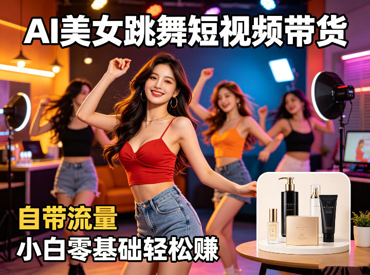 AI美女跳舞短视频带货:自带流量,小白零基础轻松賺,详细拆解-聚力云网创