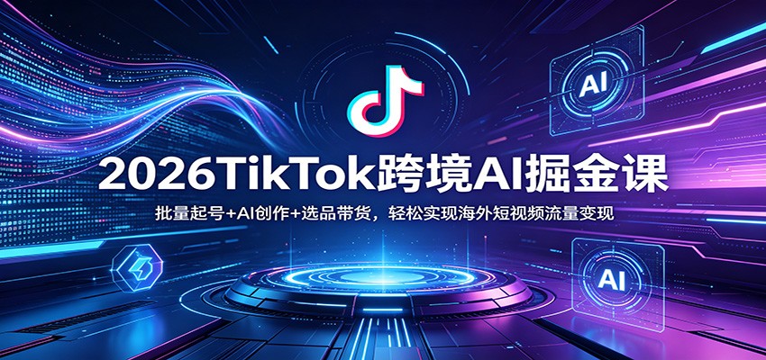 2026TikTok跨境AI掘金课：批量起号+AI创作+选品带货，轻松实现海外短视频流量变现-聚力云网创