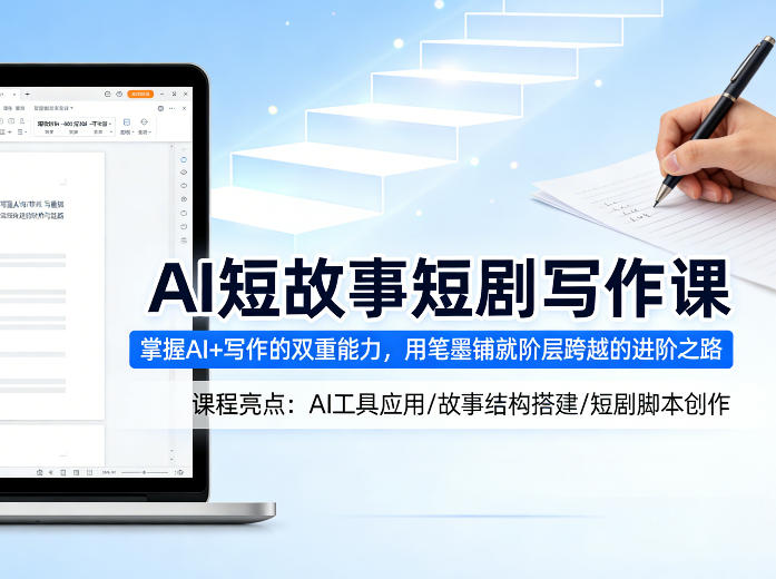 AI短故事短剧写作课，掌握AI+写作的双重能力，用笔墨铺就阶层跨越的进阶之路-聚力云网创