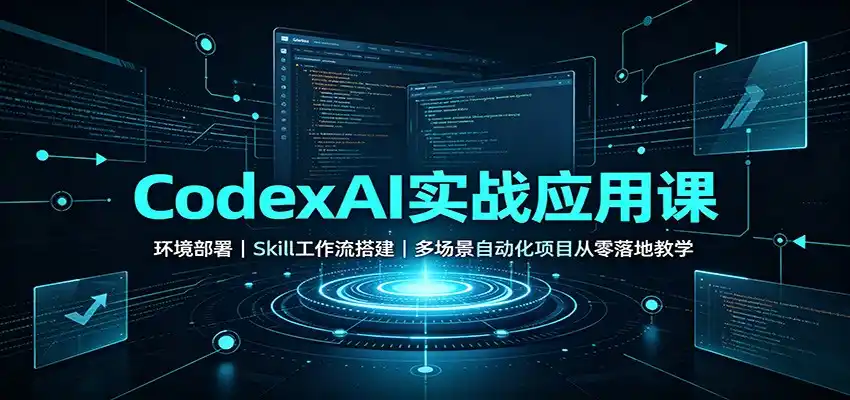 CodexAI实战应用课:环境部署Skill工作流搭建,多场景自动化项目从零落地教学-聚力云网创