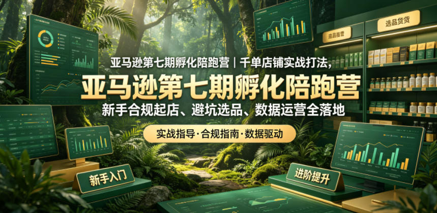 亚马逊第七期孵化陪跑营|千单店铺实战打法,新手合规起店、避坑选品、数据运营全落地-聚力云网创