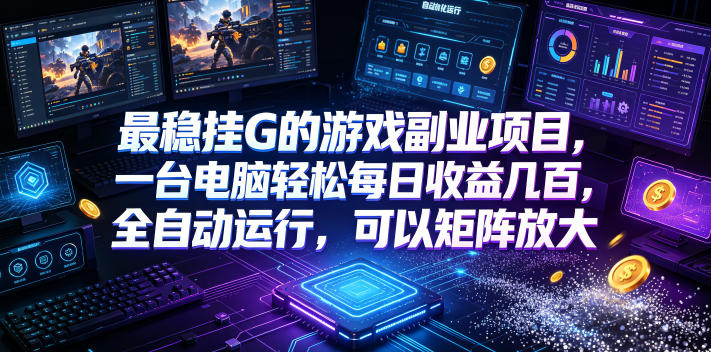 最稳挂G的游戏副业项目，一台电脑轻松每日收益几百，全自动运行，可以矩阵放大【揭秘】-聚力云网创