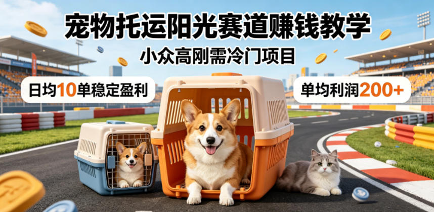 宠物托运阳光赛道賺钱教学，小众高刚需冷门项目，日均10单稳定盈利，单均利润200+-聚力云网创