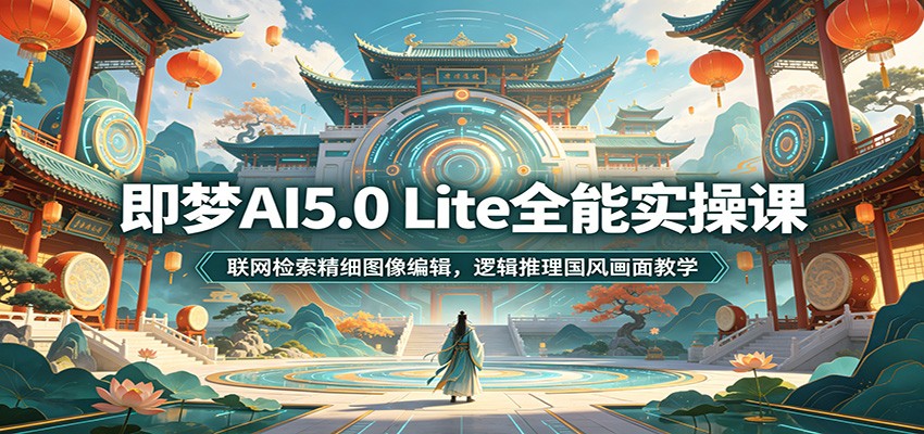 即梦AI5.0 Lite全能实操课：联网检索精细图像编辑，逻辑推理国风画面教学-聚力云网创