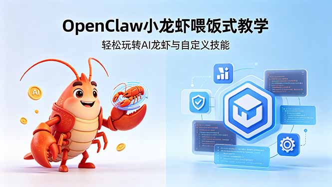 不用懂技术！OpenClaw小龙虾喂饭式教学，轻松玩转AI龙虾与自定义技能 (5月22更新-聚力云网创