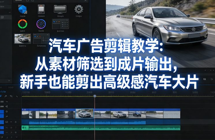 汽车广告剪辑教学：从素材筛选到成片输出，新手也能剪出高级感汽车大片-聚力云网创
