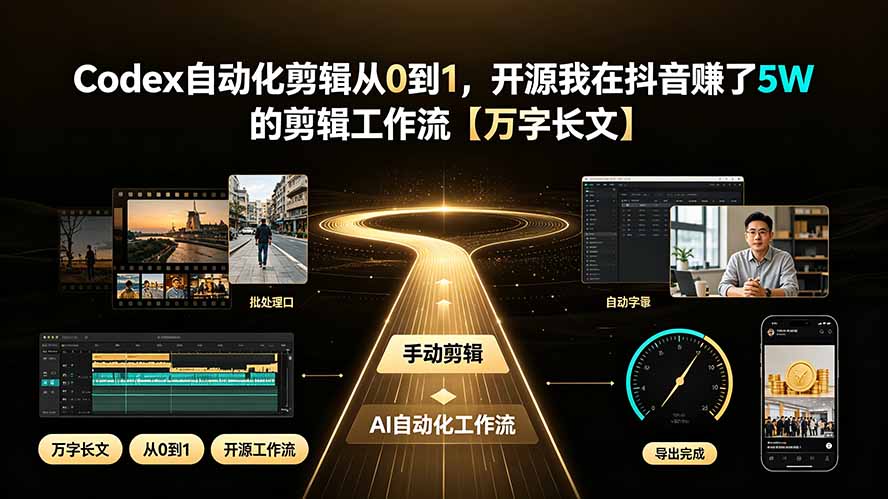 Codex自动化剪辑从0到1，开源我在抖音赚了5W 的剪辑工作流【万字长文】-聚力云网创