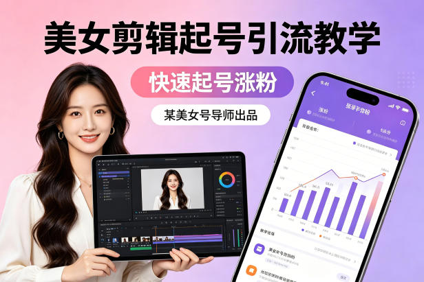 某美女号导师出品：美女剪辑起号引流教学，快速起号涨粉-聚力云网创
