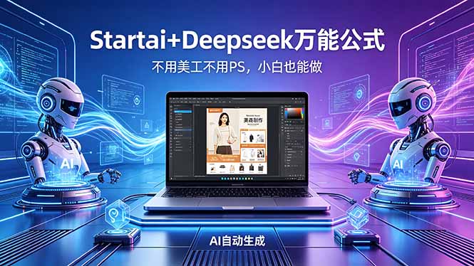 AI自动做电商详情页:Startai+Deepseek万能公式,不用美工不用PS,小白也能做-聚力云网创